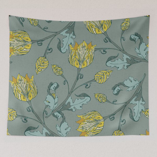 Item preview, Spring Tulips - Yellow on Seafoam designed and sold by Sandee ..