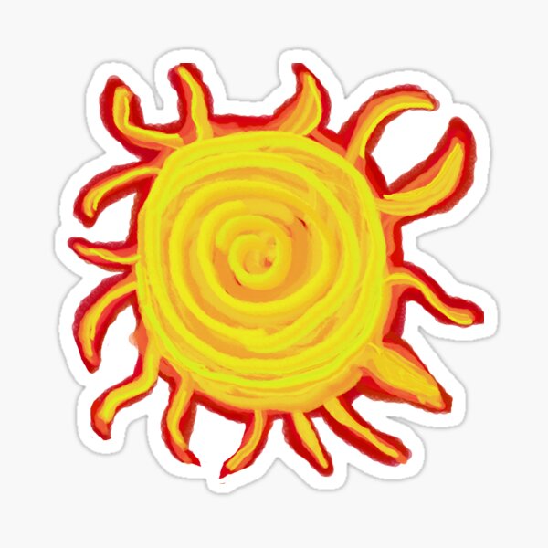 Red Hot Yellow Orange Sun Sticker