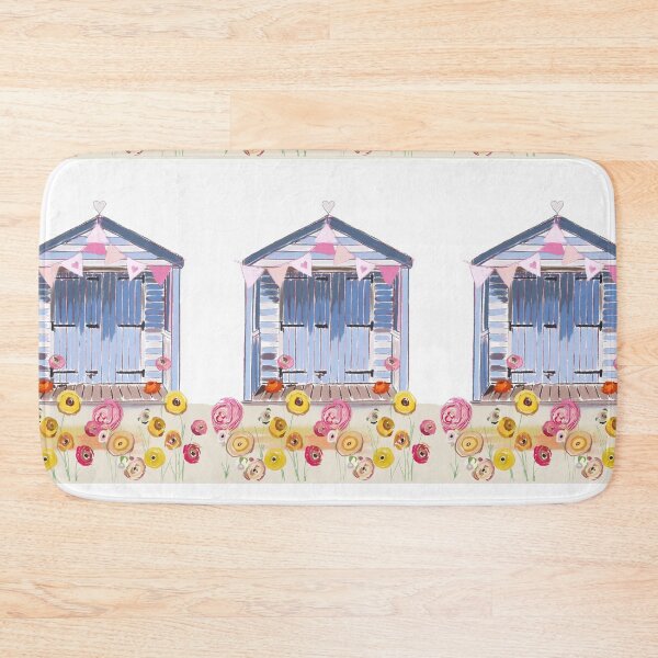 Item preview, Beach Hut with flowers & bunting  designed and sold by Leatextileart.