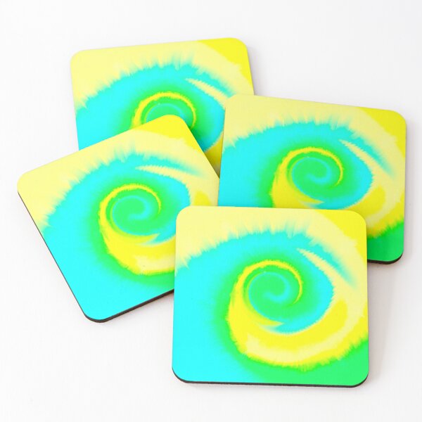 Item preview, Groovy Aesthetic Fuzzy Tie Dye Spiral Wave - Bright Yellow, Bright Green, Cyan designed and sold by Cosmic-Ferret.