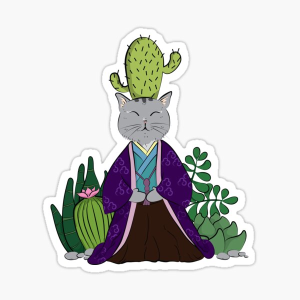 Zen cats - Succulent - Purple Sticker