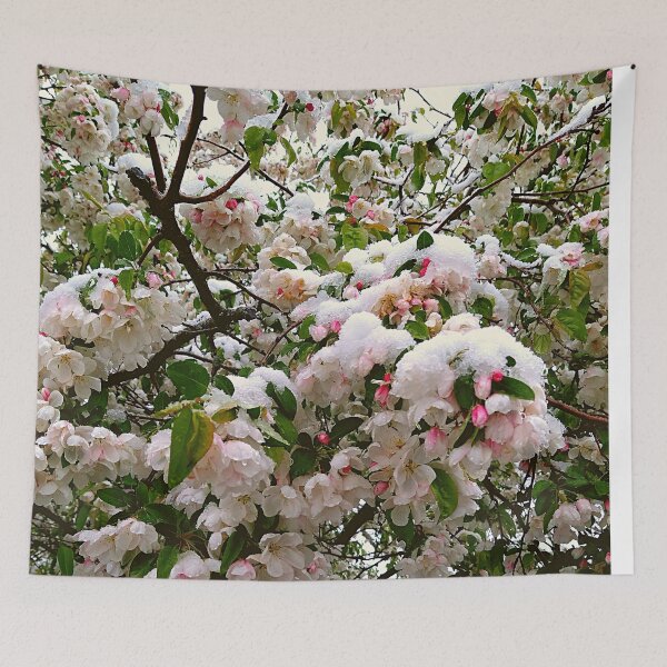 Item preview, Cherry Tree Blossoms Covered in Snow Overcast Sky designed and sold by Mothe3rd.