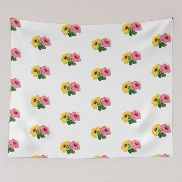 Item preview, Yellow and pink Hibiscus flowers designed and sold by Floralsharry.