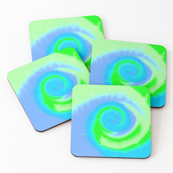 Item preview, Groovy Aesthetic Fuzzy Tie Dye Spiral Wave - Blue and Bright Green  designed and sold by Cosmic-Ferret.