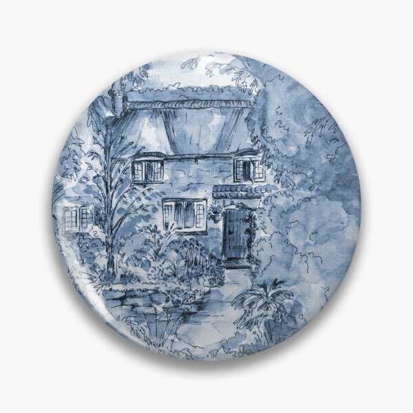 Item preview, Thatched Cottage - Cyanotype of Original Painting  designed and sold by Heatherian.