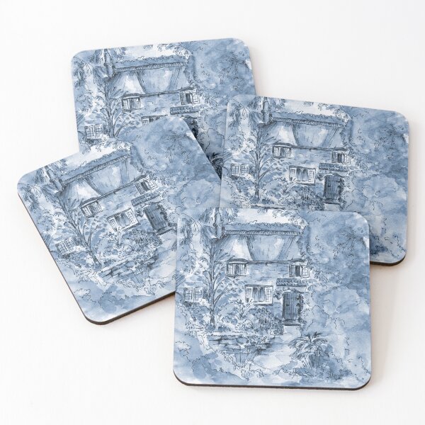 Item preview, Thatched Cottage - Cyanotype of Original Painting  designed and sold by Heatherian.