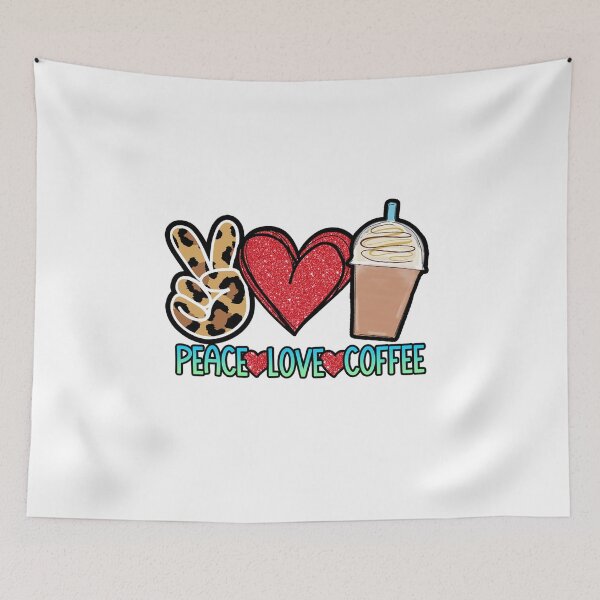 Item preview, Funny Peace Love Coffee Mug Caffeine Lover Hippie Heart Gift designed and sold by Style4You24.