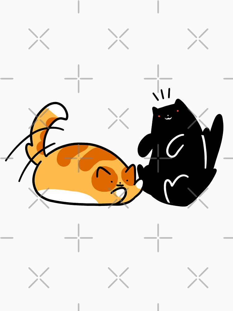 Aperçu 7 sur 7. T-shirt essentiel avec l'œuvre Chat tigré et chat noir enjoués créée et vendue par SaradaBoru.