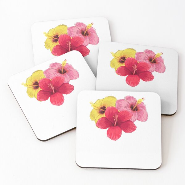 Item preview, Yellow and pink Hibiscus flowers designed and sold by Floralsharry.