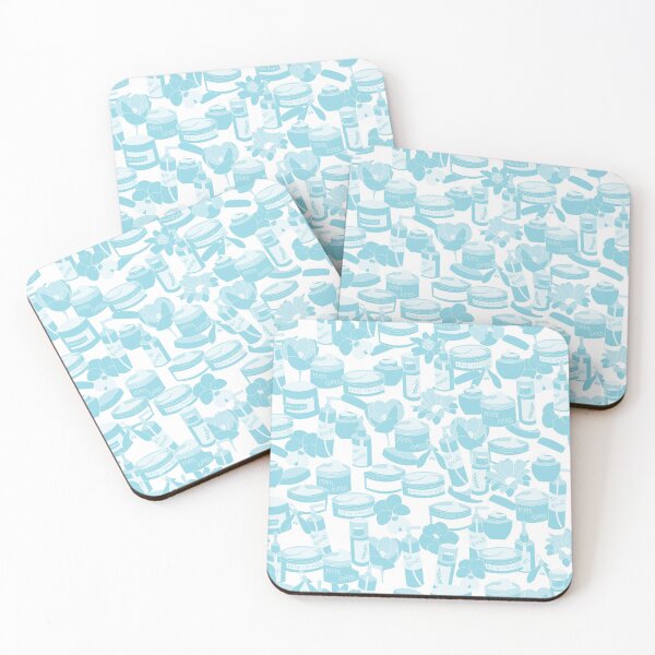 Item preview, Skin care and flowers seamless sky blue pattern design designed and sold by SlothMagic.