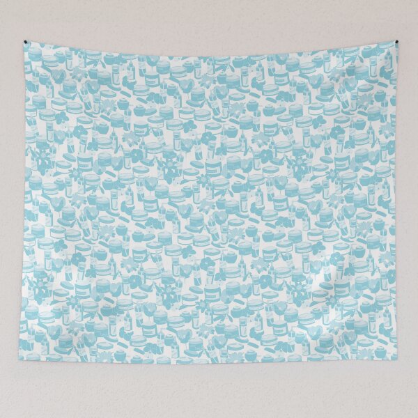 Item preview, Skin care and flowers seamless sky blue pattern design designed and sold by SlothMagic.