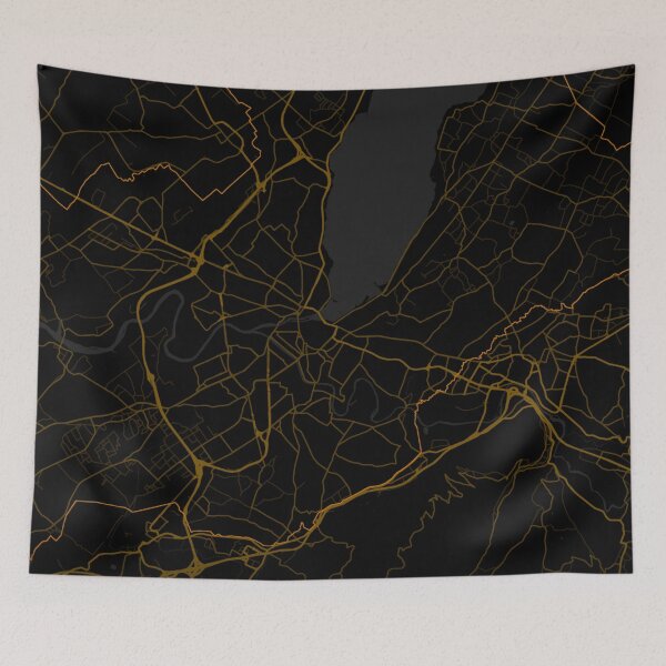 Item preview, Geneva City Map in Black and Gold designed and sold by EzbieArt.