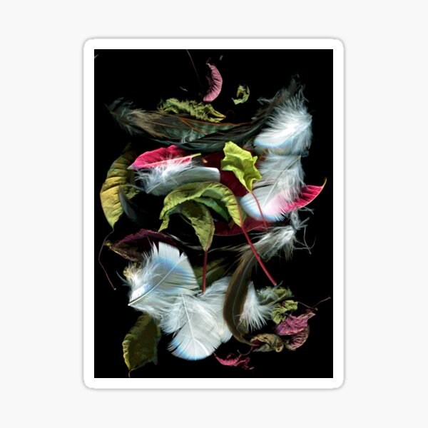 Leaves and Feathers 1 Dark Botanical Sticker