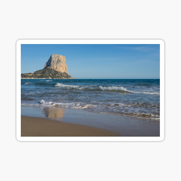 The south face of the Peñón de Ifach and sandy beach in Calpe Sticker