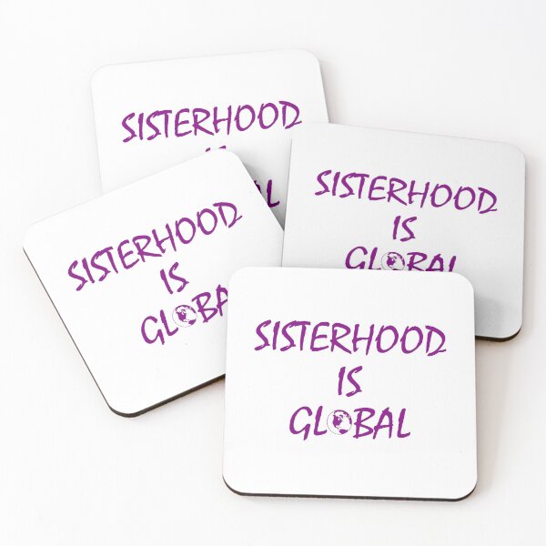 Item preview, Sisterhood is global - minimalist purple typography with globe world design designed and sold by Deegital18.