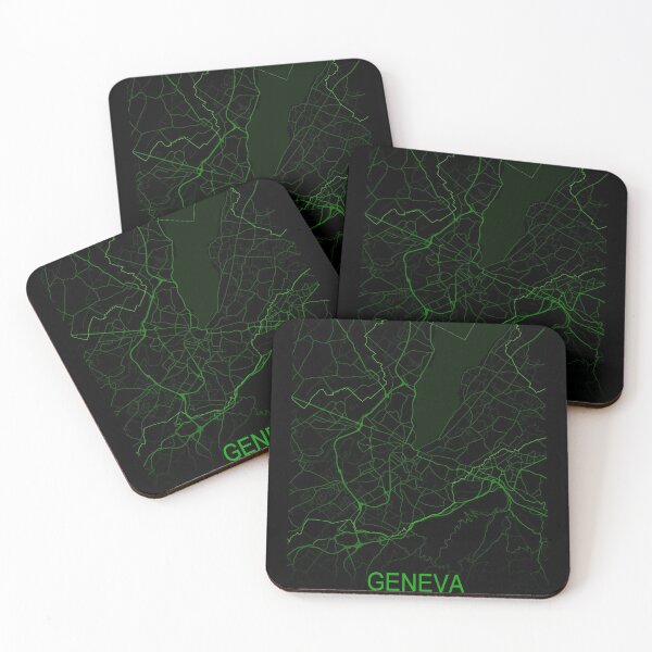 Item preview, Geneva City Map in Black and neon green designed and sold by EzbieArt.