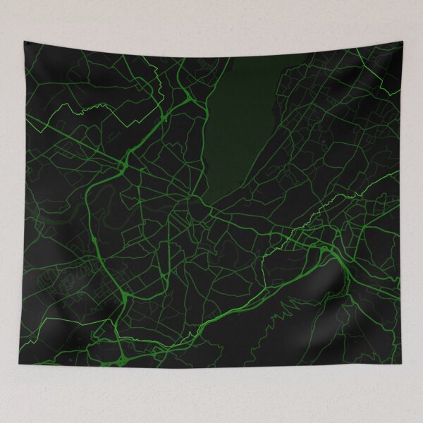 Item preview, Geneva City Map in Black and neon green designed and sold by EzbieArt.