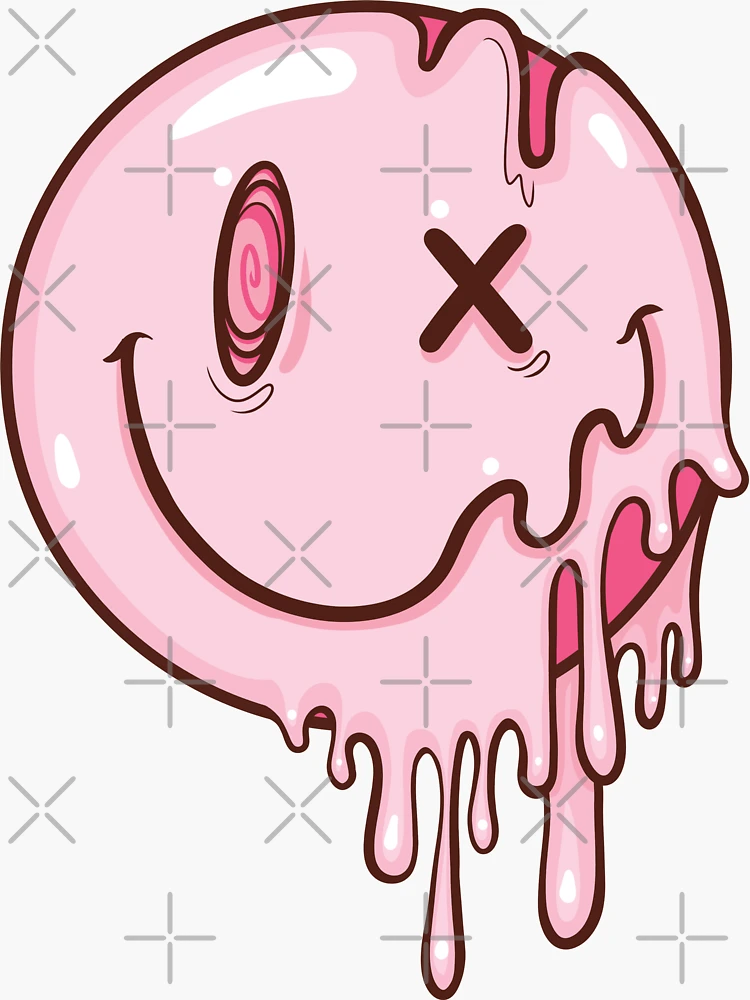 Cute Melting Acid Smiley Face Sticker for Sale by EdgyGirlArt