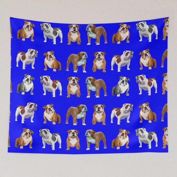 Item preview, bulldogs on blue background designed and sold by TerenceLacey.