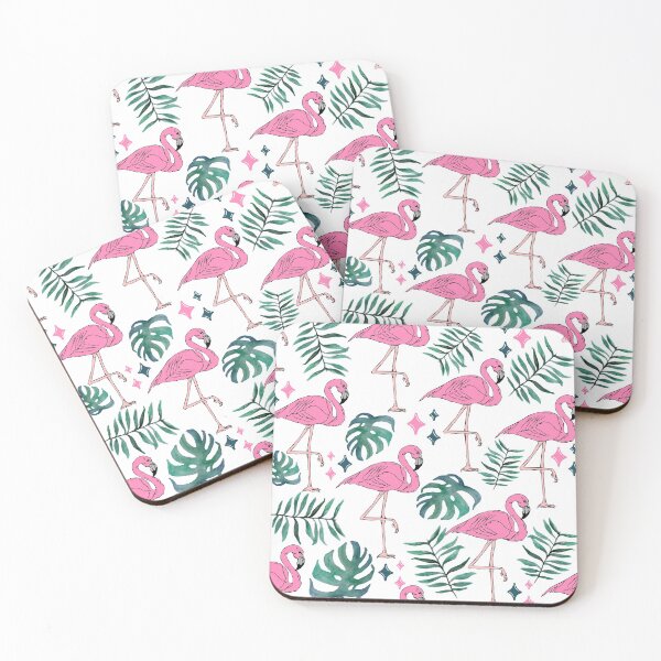 Item preview, Pink Flamingos And Green Tropical Leaves Pattern designed and sold by EvelinePatterns.