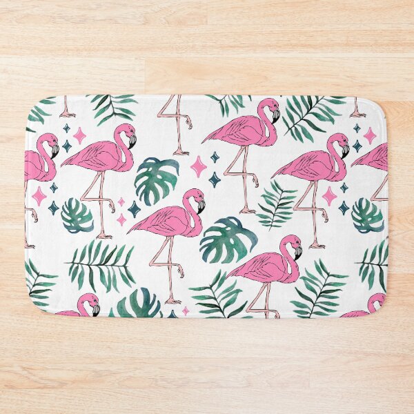 Item preview, Pink Flamingos And Green Tropical Leaves Pattern designed and sold by EvelinePatterns.