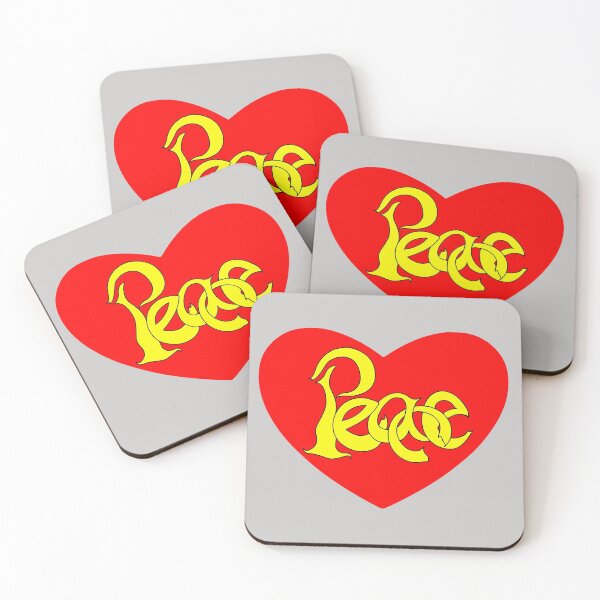 Item preview, Peace Calligraffiti Hippie Loveheart - Yellow designed and sold by PATRICIA CASTILLA PEREZ.