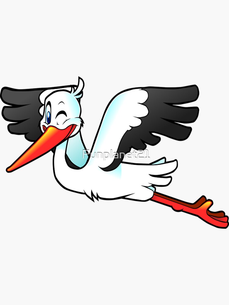 Illustration D'autocollant De Dessin Animé Volant Oiseau Pélican