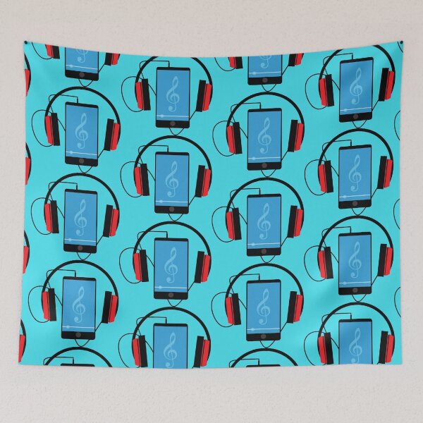 Item preview, Mobile Phone Playing Music With Headphone-treble clef designed and sold by iTrending.