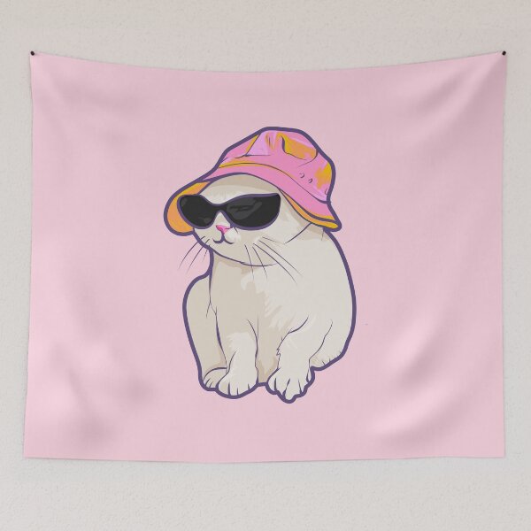 Item preview, Cute Cat Wearing Sunglasses And A Bucket Hat designed and sold by illhustration.