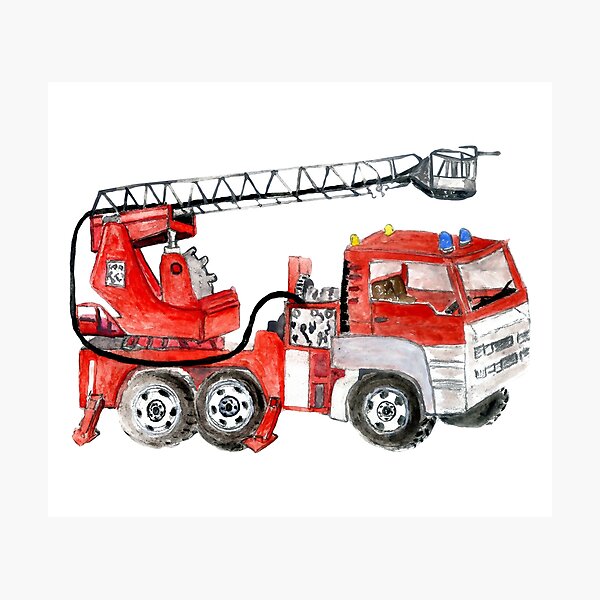 Single one line drawing of firetruck with rescue Vector Image