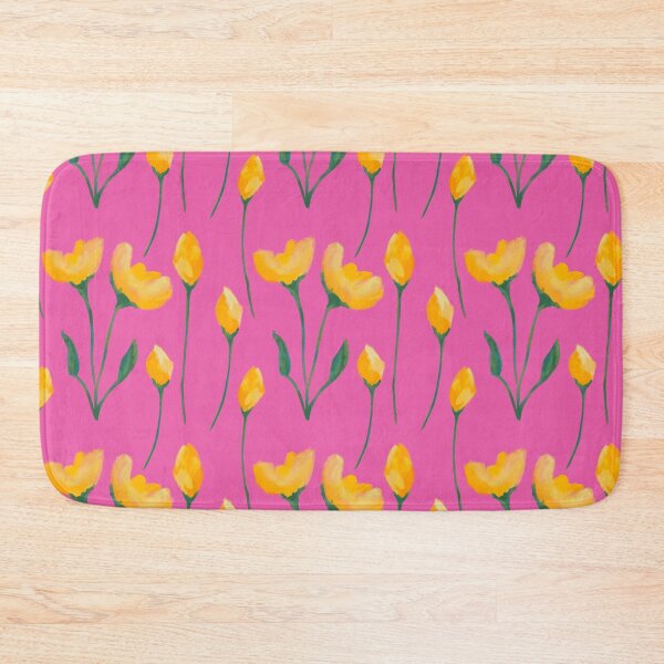 Item preview, Yellow florals on a shocking pink background designed and sold by Julie  Owen.