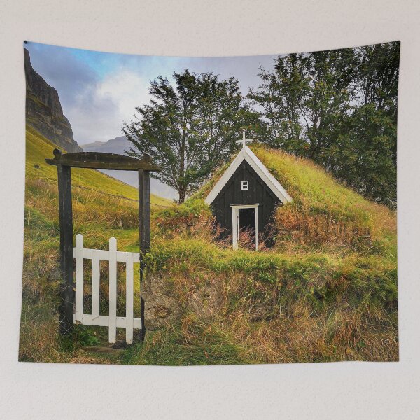 Item preview, Hut Covered In Grass Iceland designed and sold by EvelinePatterns.