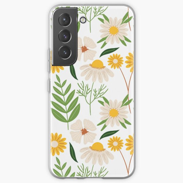 Yellow and white summer daisies flowers art paint texture design.  iPhone and Samsung Galaxy case cover Samsung Galaxy Soft Case