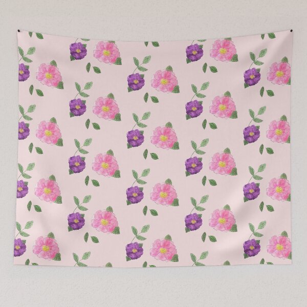 Item preview, pretty floral watercolour Watercolor pink and purple flowers very cute watercolour flower roses floral designed and sold by WatercolorFun.