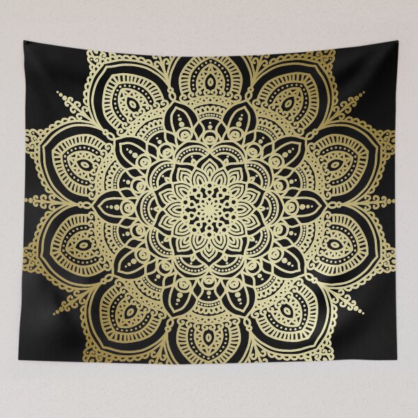 Item preview, Gold floral mandala designed and sold by felinefeelings.