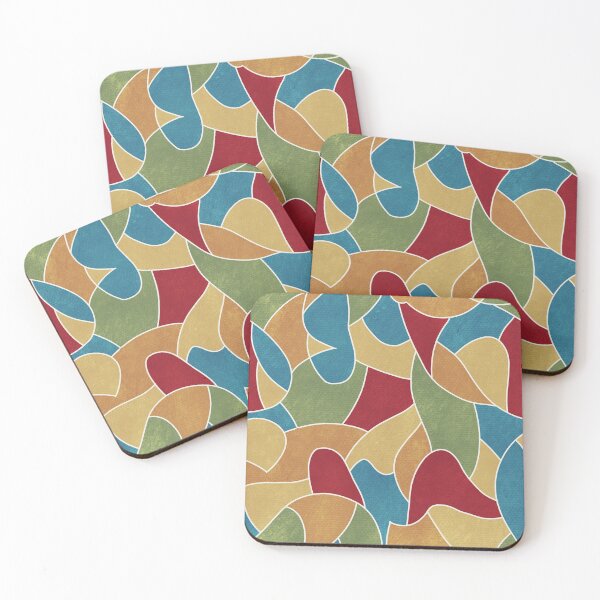 Item preview, Abstract Colorful Shapes Pattern // Red, Blue, Green, Gold designed and sold by Lavender Mint Graphics.