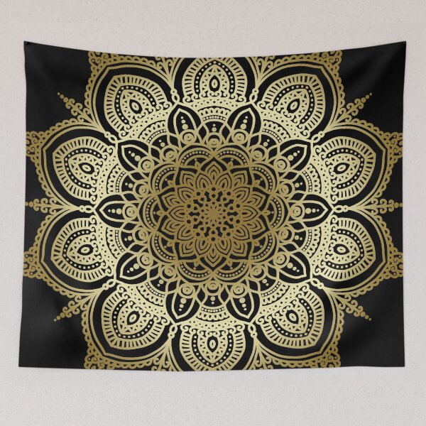 Item preview, Gold floral mandala designed and sold by felinefeelings.