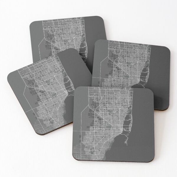 Item preview, Miami minimalistic map monochrome dark gray designed and sold by softlycarol.