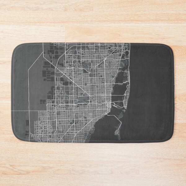 Item preview, Miami minimalistic map monochrome dark gray designed and sold by softlycarol.