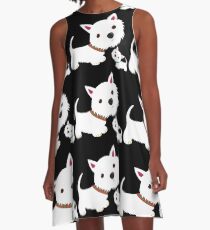 Westie & Welpe A-Linien Kleid
