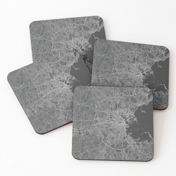 Item preview, Boston minimalistic map monochrome dark gray designed and sold by softlycarol.