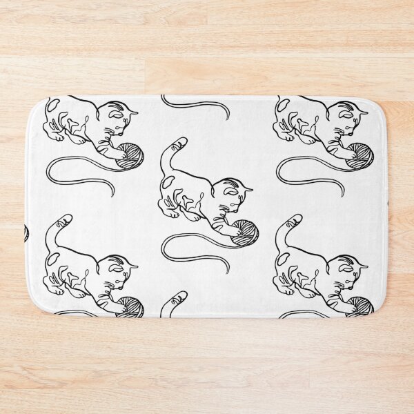 Item preview, Cute Cat with Yarn One-Line Artwork designed and sold by ZartyDesigns.