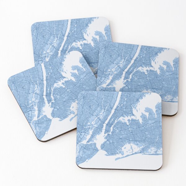 Item preview, New York minimalistic map monochrome blue designed and sold by softlycarol.