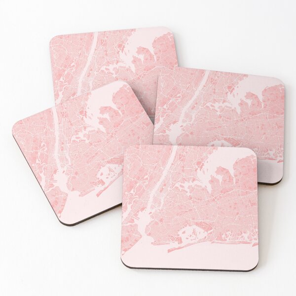 Item preview, New York minimalistic map monochrome pink designed and sold by softlycarol.