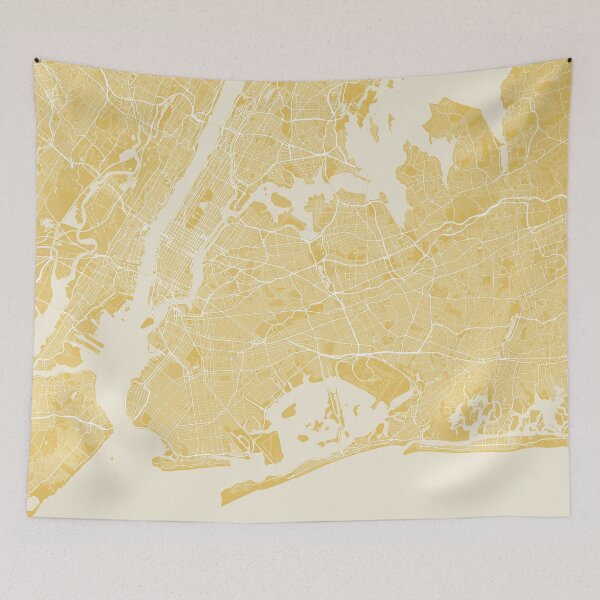 Item preview, New York minimalistic map monochrome yellow designed and sold by softlycarol.