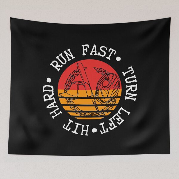 Item preview, Hit Hard Run Fast Turn Left- Baseball Funny designed and sold by Vibing-Right.
