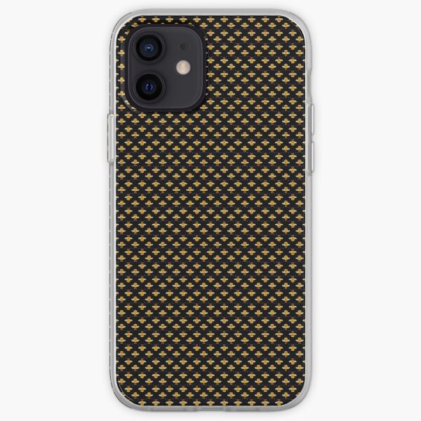 Bees Micro Pattern - Black Background iPhone Soft Case