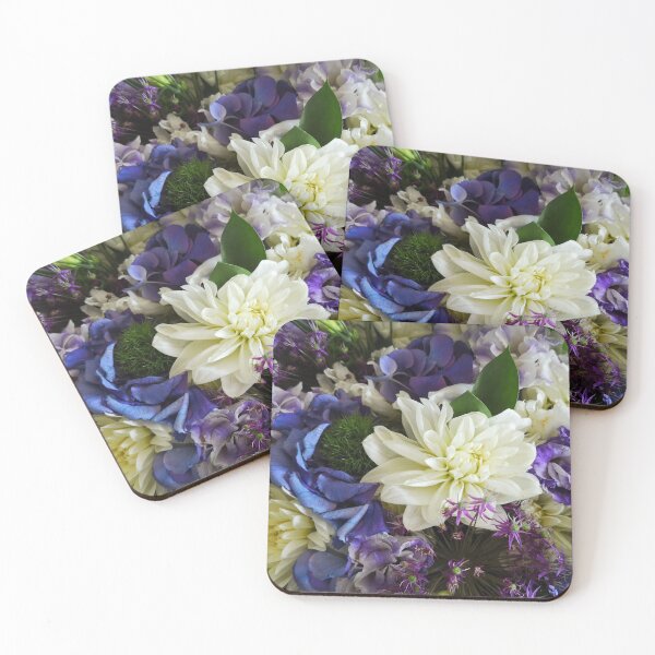 Item preview, Green Purple Blue and White Flowers Close Up designed and sold by EvelinePatterns.
