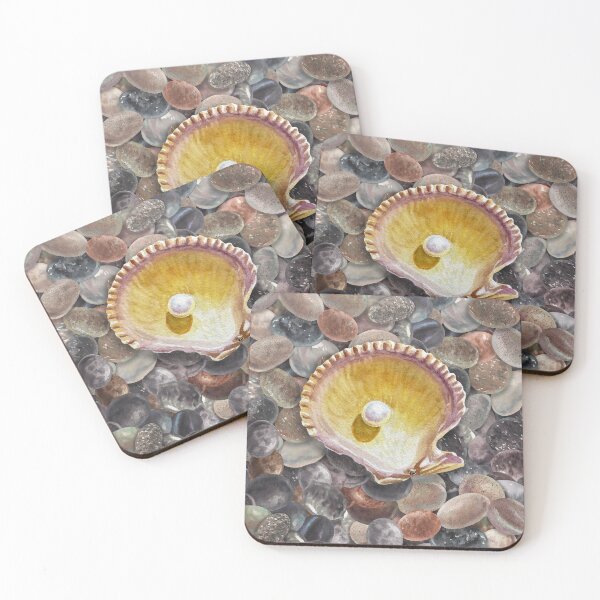 Item preview, Seashell And Pearl On Rocks Watercolor Painting  designed and sold by Irina Sztukowski.