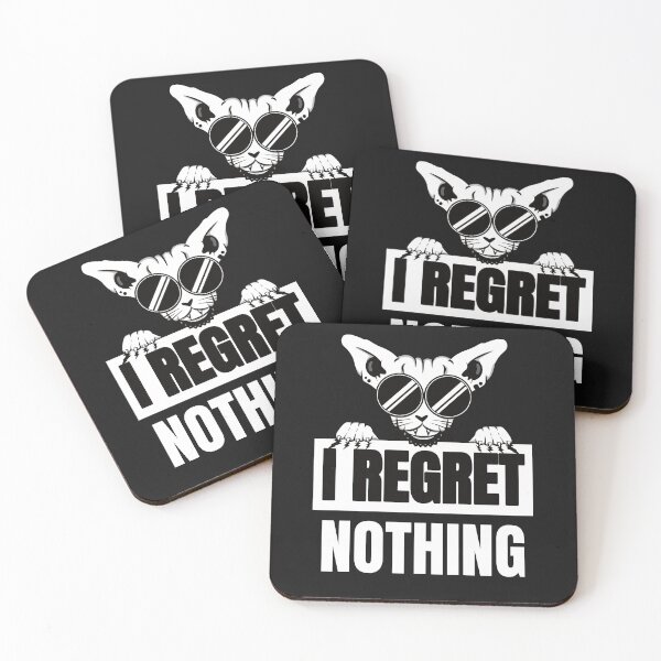 Item preview, I Regret Nothing Sphynx Cat Black And White designed and sold by curledup-cat.